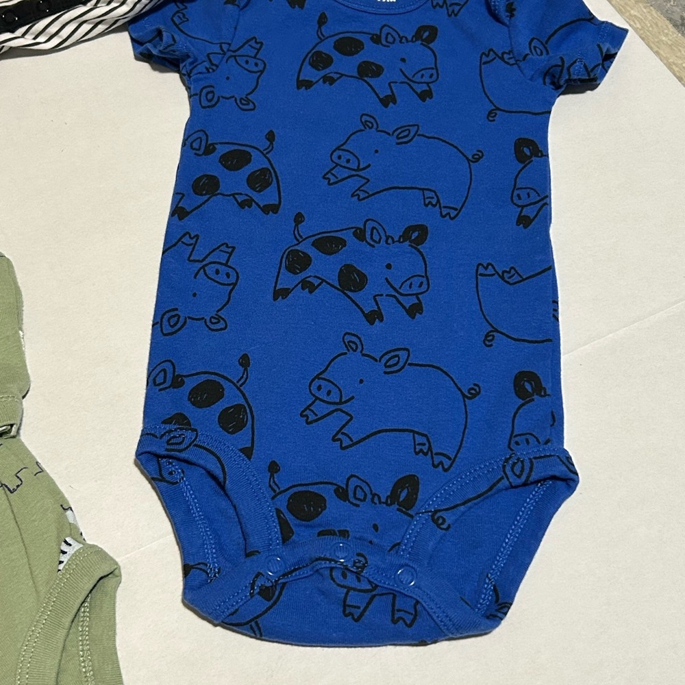Blue and Green Dinosaur Print Kids One Piece Set - Picture 2 of 7